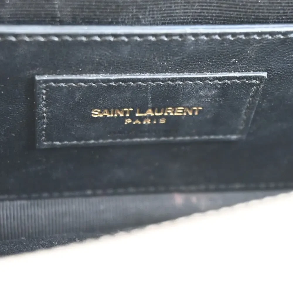 Saint Laurent Champagne Metallic Leather Clutch